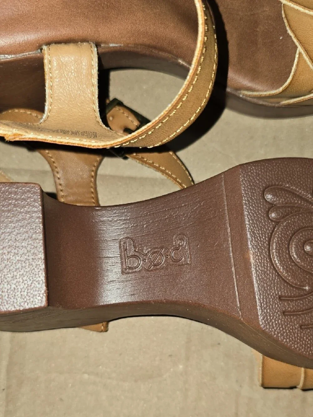 Womens B.O.C Tan Braided Wedge Sandals Size 6